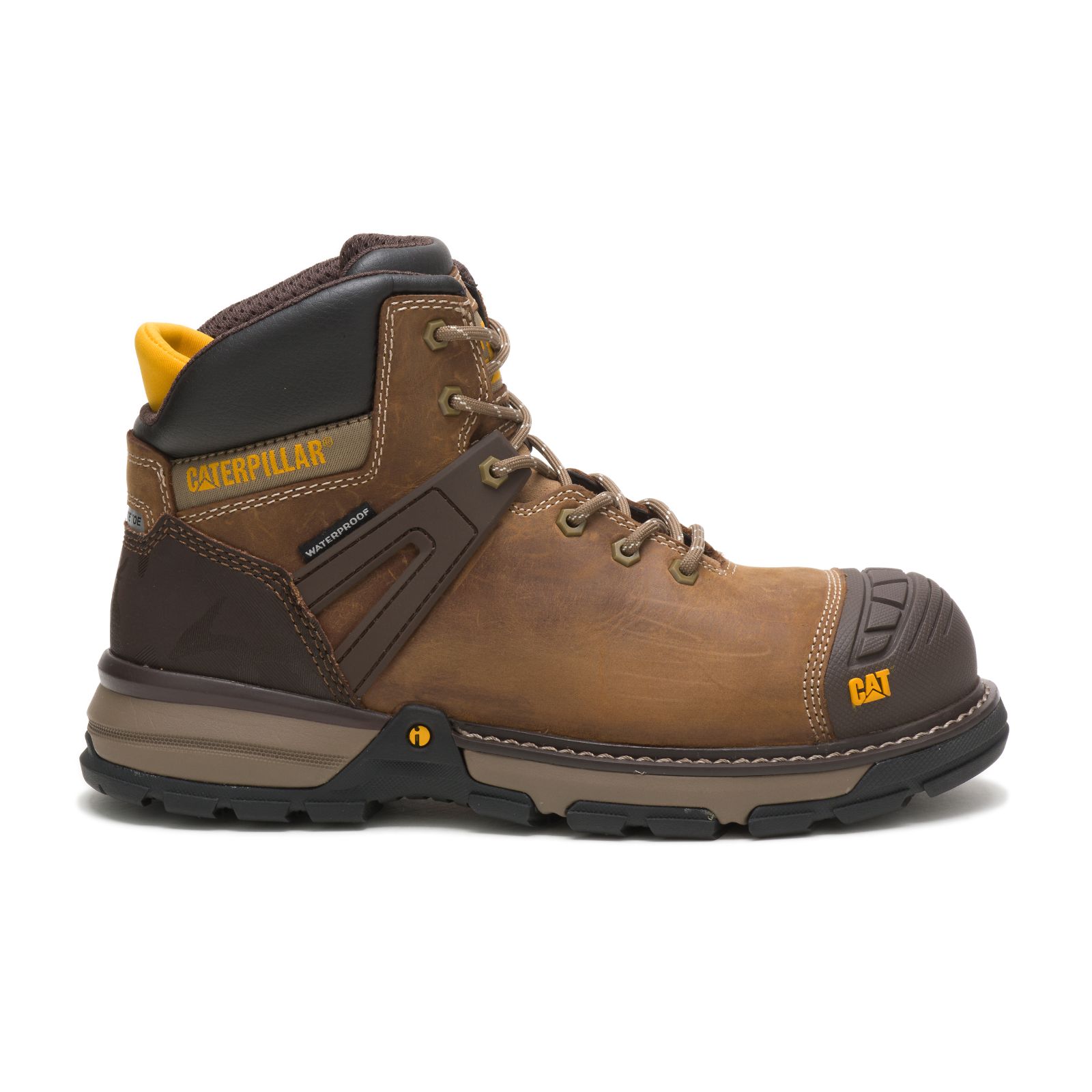 Caterpillar Boots Pakistan - Caterpillar Excavator Superlite Waterproof Nano Toe Mens Work Boots Brown/Black (137948-BJY)